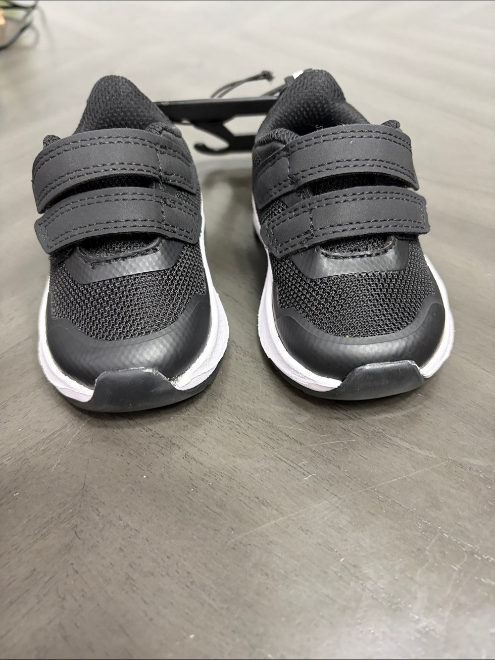 Athletic Works Black and White Kids Sneakers with Dual Hook-and-Loop Straps